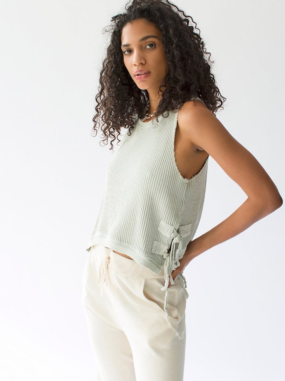 Free People FP One Sleeveless Interlaken Tank in Frost - sz L